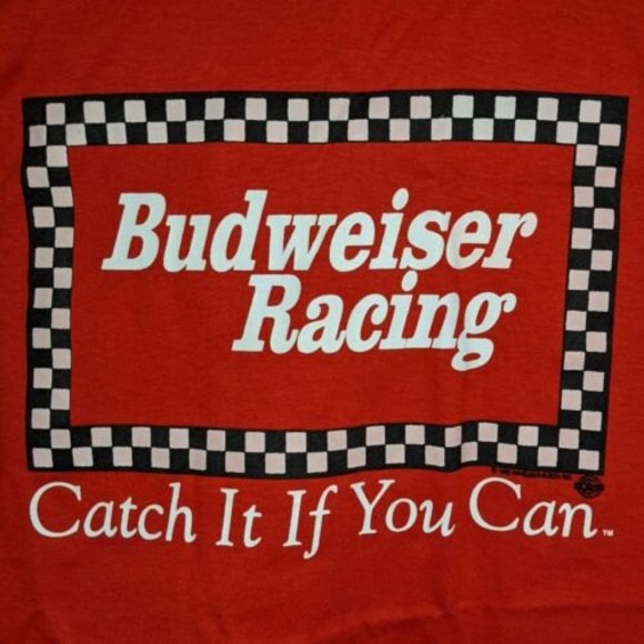 Vtg Budweiser Racing Large T-Shirt Catch It If You Can 1992 Single Stitch New - Picture 10 of 10
